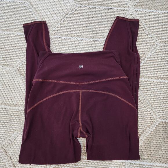 Athleta maroon women's size xs high rise powervita peekaboo 7/8 leggings - Picture 7 of 7